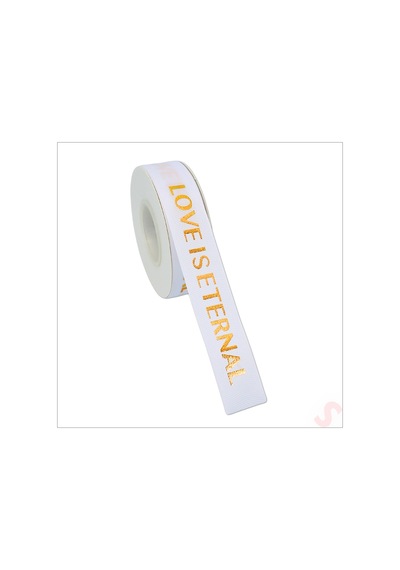 Grogren Kurdele Eternal Altın Baskılı, 2,5cm X 23mt - Beyaz 0 - 99