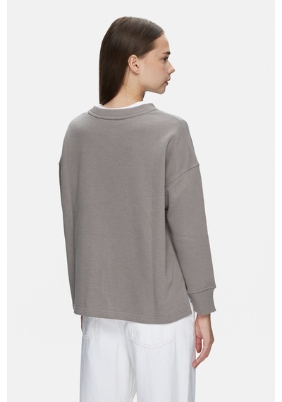 Ucla Olvera Gri Bisiklet Yaka Nakışlı Loose Fit Kadın Sweatshirt Gri