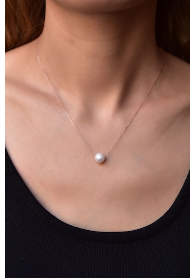 Papatya Silver 925 Ayar Gümüş Rose Kaplama İnci Kadın Kolye