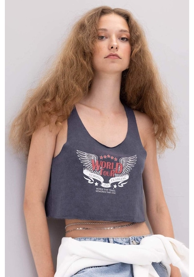 DeFacto Loose Fit Baskılı U Yaka Atlet D3595AX24HSAR191