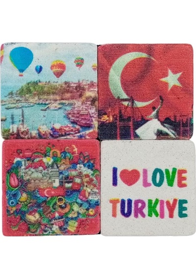 Türkiye Temalı Dörtlü Taş Magnet