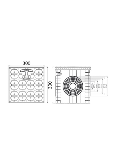30x30 Rögar Kutusu + Izgaralı Kapak