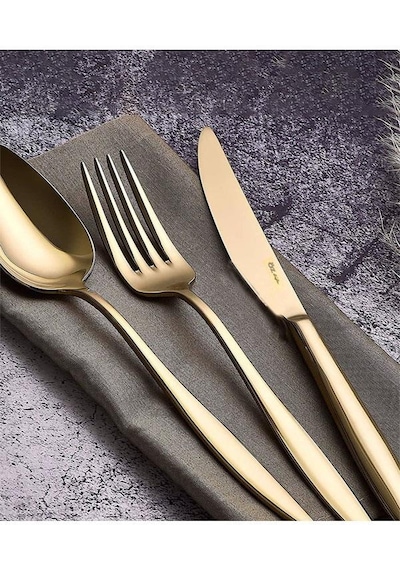 Çatal Kaşık Bıçak Seti 36 Parça Vizyon Gold Servis Takımı