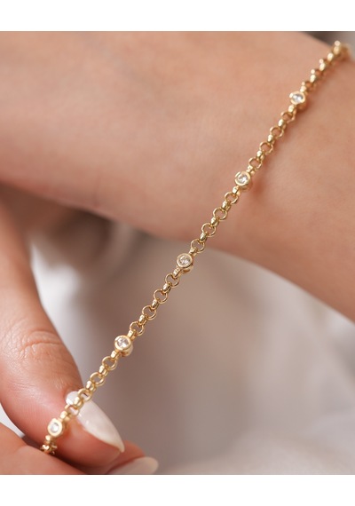 Debora Jewelry 14 Ayar Altın Taşlı Yuvarlak Tasarım Bileklik