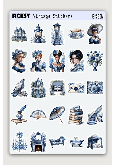 Vintage Sticker Seti - 50 Adet Etiket Çıkartma Diğer