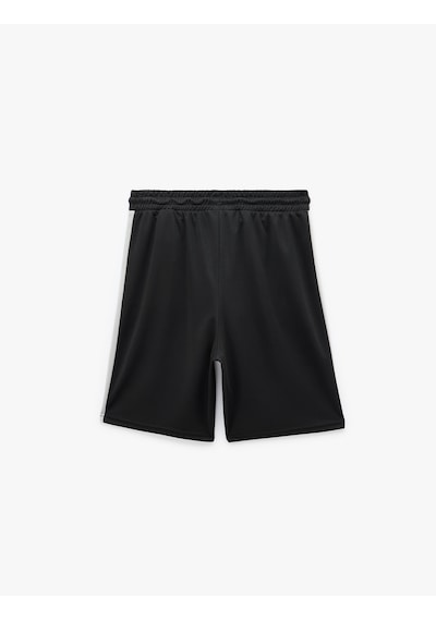 Koton Straight Fit Renk Bloklu Cepli Baskılı Beli Bağcıklı Spor Şort Siyah 6sam40130nk