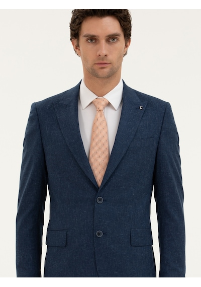 Cacharel Lacivert Slim Fit Keten Karışımlı Takım Elbise Cacharel Lacivert Slim Fit Keten Karışımlı Takım Elbise