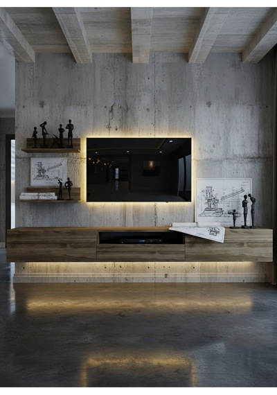 Resital Ledli Duvara Monte Tv Sehpası - Ceviz - W6019-2 Ceviz