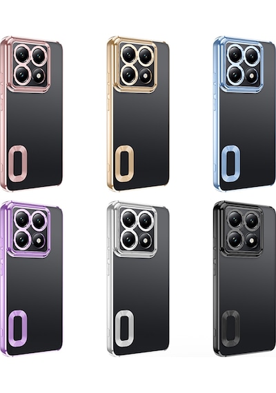 Xiaomi 14t Pro Kılıf Logo Yeri Açık Kamera Lens Korumalı Renkli Kenarlı Şeffaf Silikon Mavi