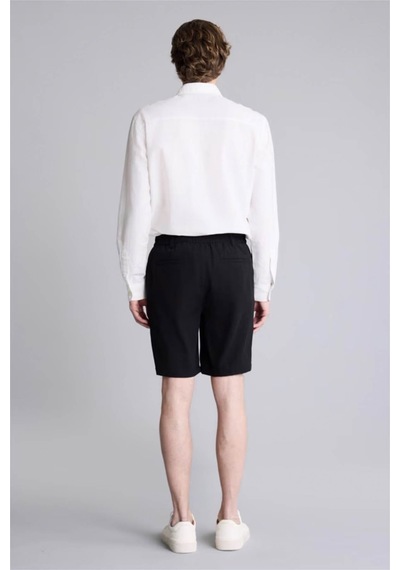 Defacto Regular Fit Keten Karışımlı Siyah Erkek Şort D4277ax/bk27