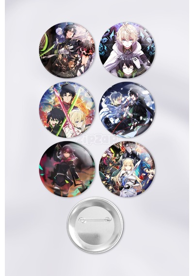 Owari No Seraph Seraph Of The End: Vampire Reign Çanta Süsü Rozet İğneli Buton Rozet Seti 6 Adet Çok Renkli