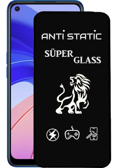 Oppo Uyumlu A55 Tam Kaplayan Anti Statik Dayanıklı Ekran Koruyucu Süper Cam