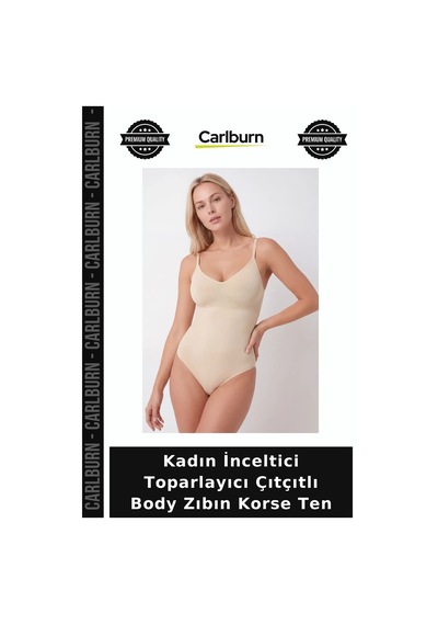 Carlburn Kadın İnceltici Toparlayıcı Çıtçıtlı Body Zıbın Korse Ten Şekillendirici Esnek Yapı Destekli