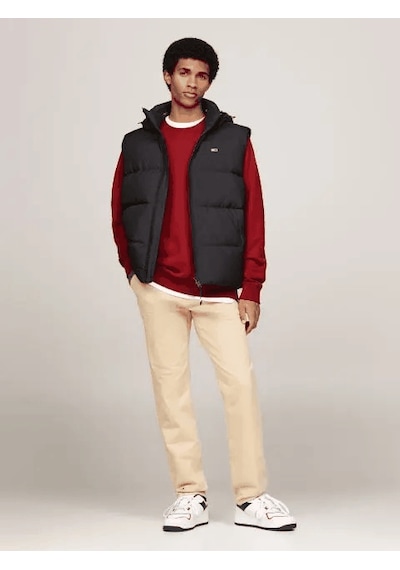 Tommy Jeans Tommy Hilfiger Erkek Kapşonlu Fermuarlı Siyah Yelek Siyah