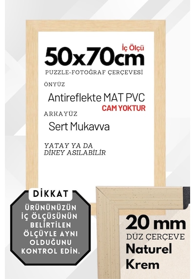 Krem-20mm-50x70 Cm Mat Pvc Li Camsız Fotoğraf 1000 Parça Puzzle Belge Çerçeve Yatay Dikey Asılabilme 77211527