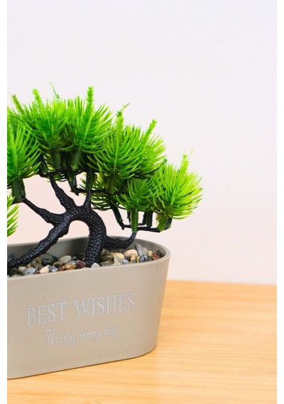 Digithome Dekoratif Kayık Saksılı Yapay Çam Ağacı Bonsai Gri 16cm Eva-5829 C1-1-423