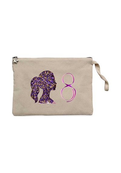 Kadın Ve Doğa Krem Clutch Astarlı Cüzdan / El Çantası