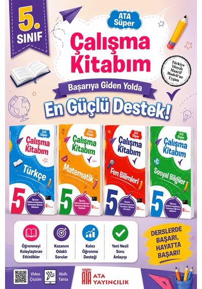 5. Sınıf Ata Süper Türkçe - Matematik- Fen Bilimleri - Sosyal Bilgiler Çalışma Kitabım Seti