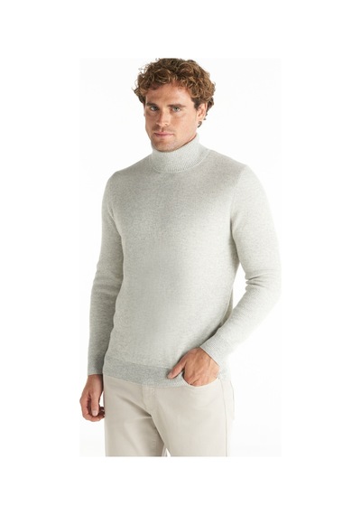 Ted Baker Gri Erkek Balıkçı Yaka Standart Kazak Tbmrkw1068 Açık Gri