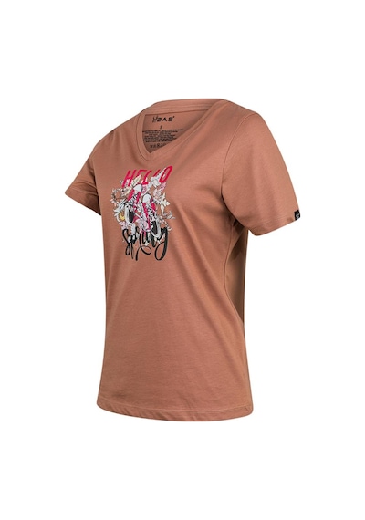 2as Alone Baskılı V Yaka Kadın T-shirt 402 Kahve