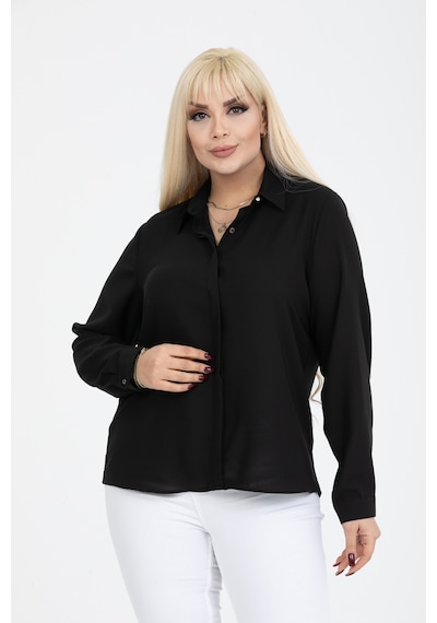 Pera Moda Jessica Büyük Beden Gömlek Siyah