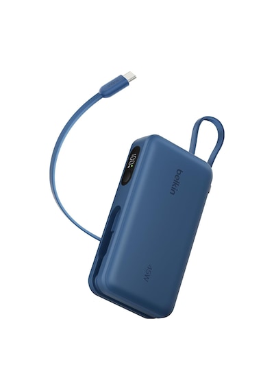 Ultracharge 10000 Mah Usb-c Kablolu Ve Ekranlı Power Bank, Mavi