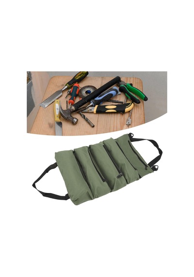 Roll Up Alet Çantası 5 Fermuarlı Cepler Taşınabilir Oxford Kumaş Elektrikçiler Alet Çantası Marangoz Tesisatçı Için Yeşil