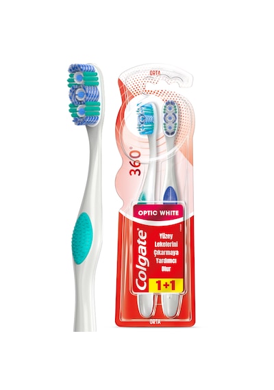 Colgate 360 Optik Beyaz Diş Fırçası Medium 2'li
