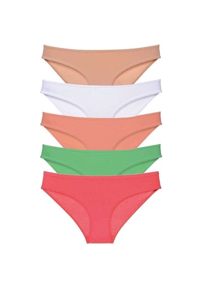 5 Adet Süper Eko Set Likralı Kadın Slip Külot Ten Beyaz Pudra Yeşil Fuşya Beden: Xl Standart