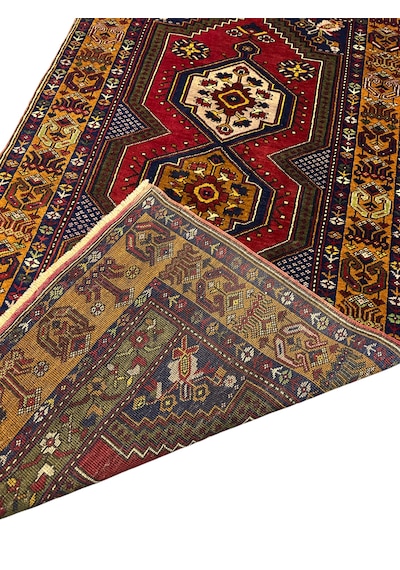 El Dokuma Sıfır Yahyalı Halısı 106x208 Kırmızı Kök Boya Halı Kırmızı