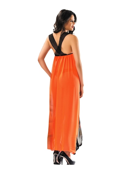 Sistina Turuncu - 702 - Tül Gecelik - 207 - - Csmo-tex - Beden L/xl