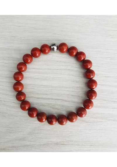 Mk Tasarım Gerçek Red Jasper Taşı - İnci Bileklik Mkt.1.101.43