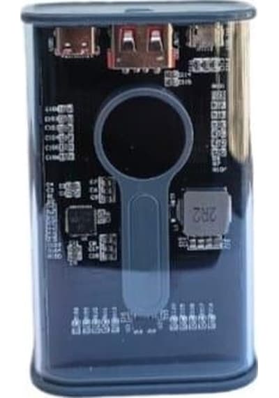 22.5w Pd Hizli 10000 Mah Digital Şeffaf Tasarimli Powerbank Gri
