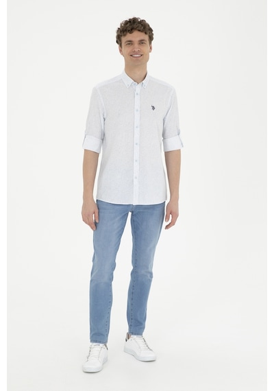 U.s. Polo Assn. Erkek Mavi Gömlek Desenli 50288670-vr036 Mavi