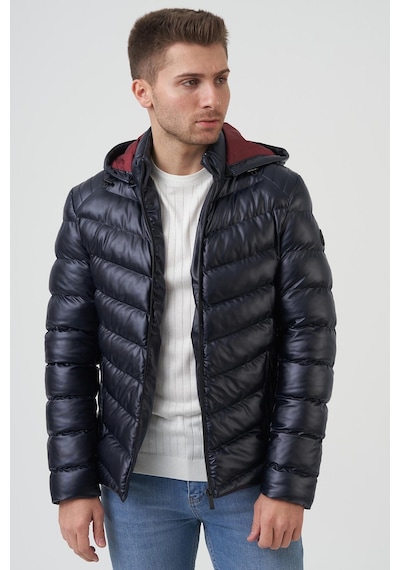 White Stone San Diego Slim Fit Kapüşonlu Kaban Laci-Laci Lacivert