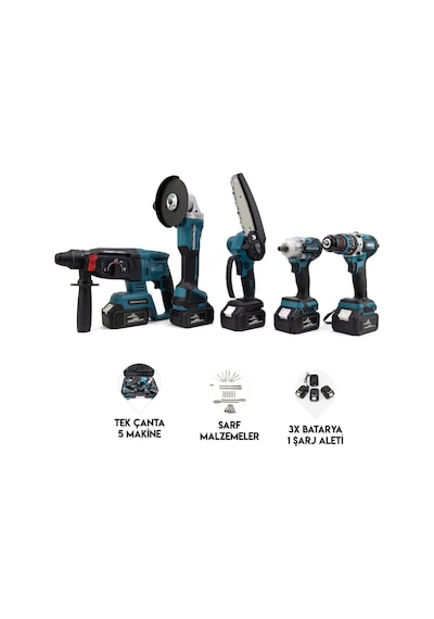 Dawreek Beşli Set MK350 (Budama Testeresi 13 MM Ç.Mandren+S.Sıkma+Ş.Spral+Ş.Hilti)