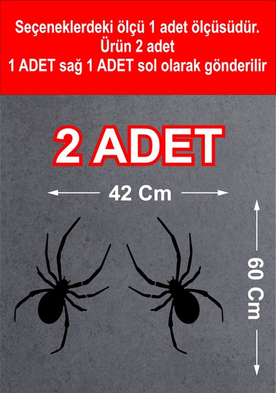 Örümcek Sticker - 2 Adet - Araba Oto Motosiklet Cam Karavan Sticker - 00102 60X42 Cm
