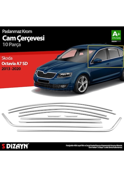 S-dizayn Skoda Octavia A7 Sd Krom Cam Çerçeve Seti 10 Prç 2013-2020 A+ Kalite