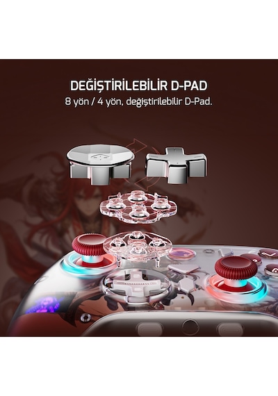 GamePower Asura Kablosuz Beyaz RGB TMR Gamepad 2.4G Bluetooth Kablolu PC Uyumlu + Taşıma Çantası