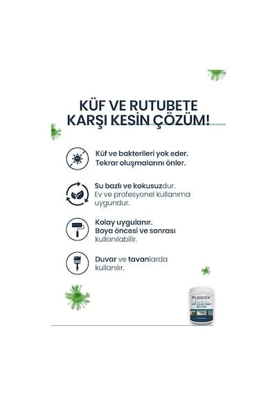 Floorix Küf ve Rutubet Solüsyon 1kg Beyaz - "Floorix Küf ve Rutubet Solüsyon 1kg"
