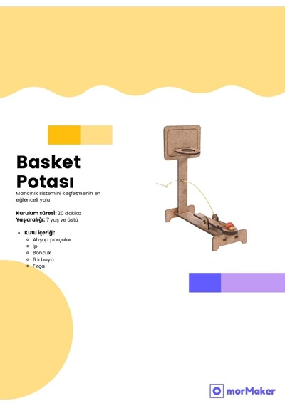 Türk Malı Basket Potası Stem Eğitim Seti Çocuklar İçin Boyanabilir Maket