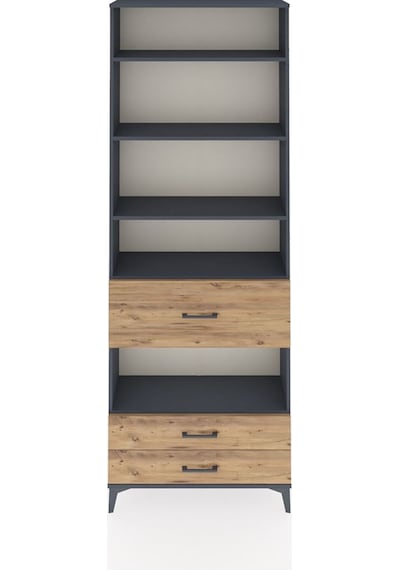 Arges Dolap 5 Raflı 3 Çekmeceli 88x30x243 Antrasit-çam Antrasit