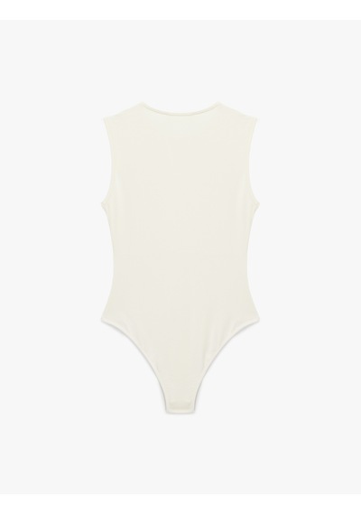 Koton Slim Fit Bisiklet Yaka Kolsuz Bodysuit Ekru 6sak10103ek Ekru