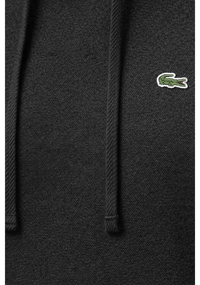 Lacoste Relaxed Fit Kapüşonlu Organik Pamuk Polyester Kadın Sweatshirt Siyah Siyah
