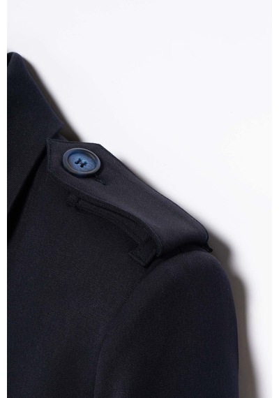 Kadın Lacivert Apolet Detaylı Crop Blazer Lacivert