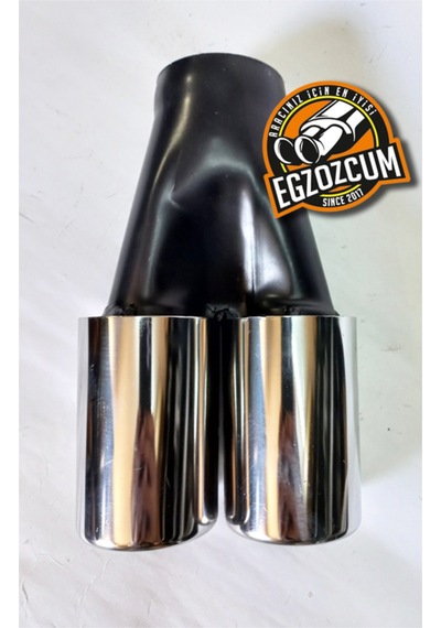 60 Mm. Krom Düz Eşit Dual Çift Çıkışlı Paslanmaz Egzoz Eksoz Ucu