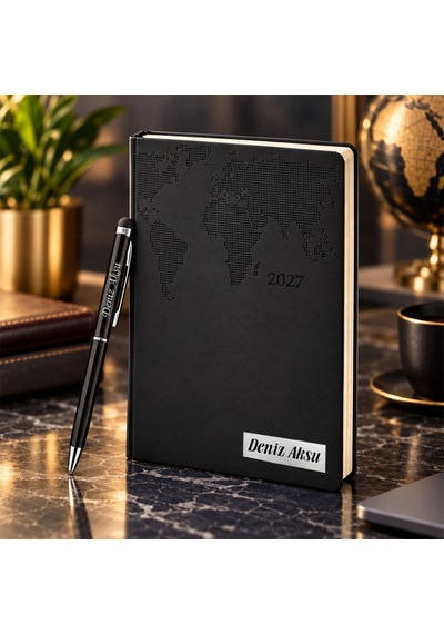 Bk Gift Kişiye Özel 378 Termo Deri Tarihli Ajanda & Siyah Touch Pen Tükenmez Kalem-17 23437540