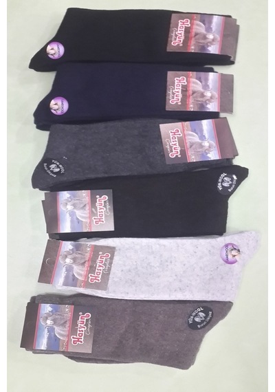 Hasyün Çorap Kuzu Yünü Dikişsiz Burunlu Erkek Çorabı 6 Adet Paket Siyah