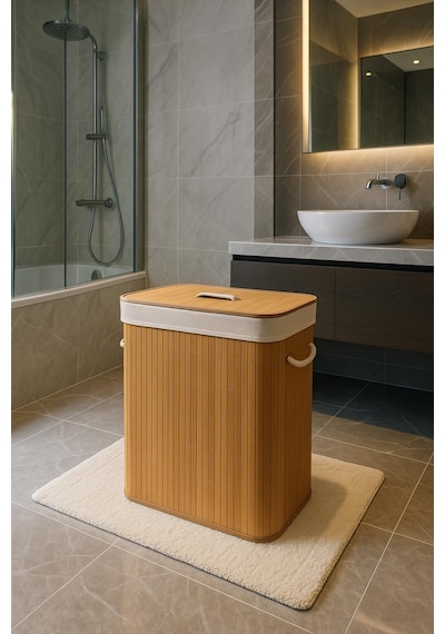 Bambu Çamaşır Sepeti 60x52x32 Büyük Boy 100 Lt Diğer