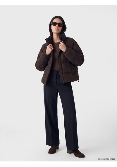 Lcw Vision Kahverengi Oversize Kadın Şişme Mont